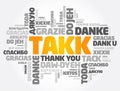 Takk (Thank You in Icelandic) Word Cloud concept