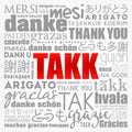 Takk Thank You in Icelandic Word Cloud