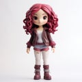 Charming Anime Doll With Curls In Jacket And Jeans