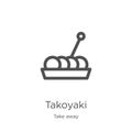 takoyaki icon vector from take away collection. Thin line takoyaki outline icon vector illustration. Outline, thin line takoyaki Royalty Free Stock Photo