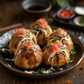Takoyaki, Japanese octopus balls 1 Royalty Free Stock Photo