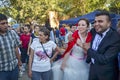 Taksim Gezi Park protests and Events. Newly married couple in th Royalty Free Stock Photo