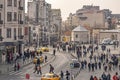 Istanbul`s most important tourist square, modern buildings and historical buildings view from Tak