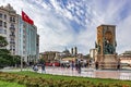 View from Taksim Square, Istanbul`s most famous tourist square with ataturk and taksim monum Royalty Free Stock Photo