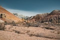 Takyr in Aktau white mountains in Altyn-Emel National Park, Kazakhstan