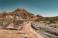 Takyr in Aktau white mountains in Altyn-Emel National Park, Kazakhstan