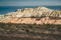 Takyr in Aktau white mountains in Altyn-Emel National Park, Kazakhstan