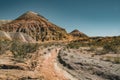 Takyr in Aktau white mountains in Altyn-Emel National Park, Kazakhstan