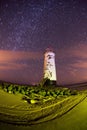 Talacre lighthouse at night with star trails Royalty Free Stock Photo