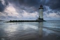 Talacre Lighthouse, Wales at Sunset Royalty Free Stock Photo