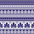 Talavera Poblana vector seamless pattern inspired by traditional Mexican decorated pottery and ceramics in navy blue on white back