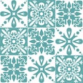 Talavera traditional portuguese ceramic wall and floor tiles, azulejo pattern vector illustration Royalty Free Stock Photo