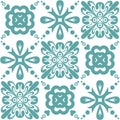 Talavera traditional portuguese ceramic wall and floor tiles, azulejo pattern vector illustration Royalty Free Stock Photo