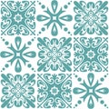 Talavera traditional portuguese wall and floor tiles, azulejo pattern vector illustration