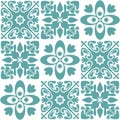 Talavera traditional portuguese wall and floor tiles, azulejo pattern vector illustration