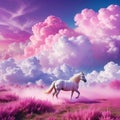 A tale landscape of the thick pink clouds and colorful beautiful gentle vivid Imagination and