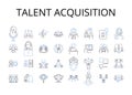 Talent acquisition line icons collection. Performance management, Employee retention, Succession planning, Human