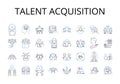 Talent acquisition line icons collection. Performance management, Employee retention, Succession planning, Human