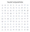 Talent acquisition outline icons collection. Recruiting, Hiring, Staffing, Sourcing, Screening, Attracting, Job-Seeking