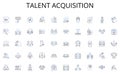 Talent acquisition line icons collection. Melodic, Cheerful, Vibrant, Serene, Beautiful, Soothing, Joyful vector and