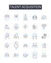 Talent acquisition line icons collection. Performance management, Employee retention, Succession planning, Human