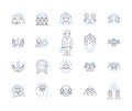 Talent acquisition outline icons collection. Recruiting, Hiring, Staffing, Sourcing, Screening, Attracting, Job-Seeking