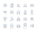 Talent acquisition outline icons collection. Recruiting, Hiring, Staffing, Sourcing, Screening, Attracting, Job-Seeking