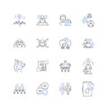 Talent coordination line icons collection. Recruitment, Management, Collaboration, Sourcing, Empowerment, Nerking