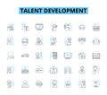 Talent development linear icons set. Growth, Learn, Progression, Coaching, Capability, Development, Learning line vector Royalty Free Stock Photo