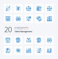 20 Talent Management Blue Color icon Pack like processing user human gift star