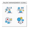 Talent management color icons set