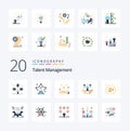 20 Talent Management Flat Color icon Pack like man user student gift star