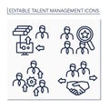 Talent management line icons set