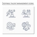 Talent management line icons set