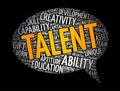 Talent message bubble word cloud collage, concept background Royalty Free Stock Photo