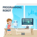 Talent School Boy Programming Robot Digital Course Royalty Free Stock Photo