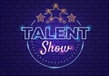 Talent Show with Contestants Displaying their Skill on Stage or Podium in Front of Judges Judging them in Cartoon Illustration