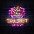 Talent Show neon sign vector. Talent Show Design template, light banner, night signboard, nightly bright advertising