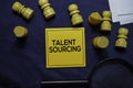 Talent Sourcing text on sticky notes isolated on office desk. Royalty Free Stock Photo