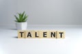 Talent Word Written In Wooden Cube on white background Royalty Free Stock Photo