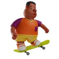 Talented Big Boy 3D Cartoon Picture playing a skateboard Royalty Free Stock Photo