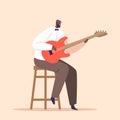 Talented Black Musician Character Performing Soulful Jazz Music On Guitar, Captivating The Audience, Vector Illustration