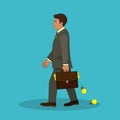 A talented businessman comes with a portfolio full of ideas. Vector isolated concept illustration