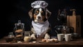 Talented dog chef cooking delicious and nutritious meals in a vibrant kitchen setting