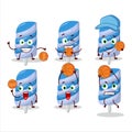 Talented gummy candy blueberry cartoon character as a basketball athlete