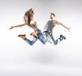 Talented hip-hop dancers practising together Royalty Free Stock Photo