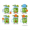 Talented kiwi smoothie cartoon character as a basketball athlete