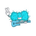 Talented musician of bacteria prokaryote cartoon design playing a guitar