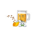 Talented musician of glass of beer mascot design playing music with a trumpet