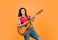 talented musician. Lifestyle and People Concept. playing the guitar. play on string instrument. having a party. Happy Royalty Free Stock Photo
